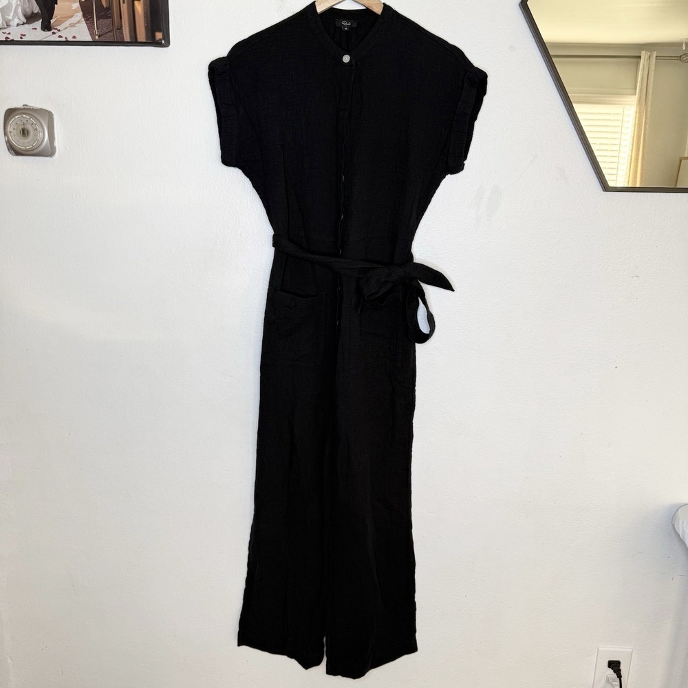 Rails Raisa Black Organic Cotton Minimalist Jumpsuit Short‎ Sleeve Women's XS